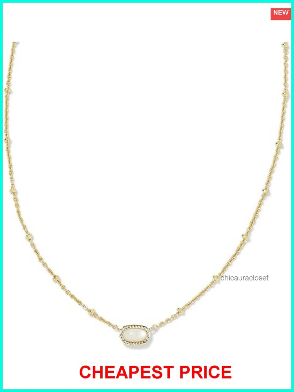 14k Gold-Plated Satellite Short Pendant Necklace with Mother of Pearl